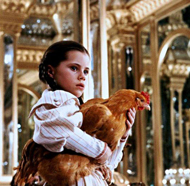 Dorothy with chicken from Return to Oz